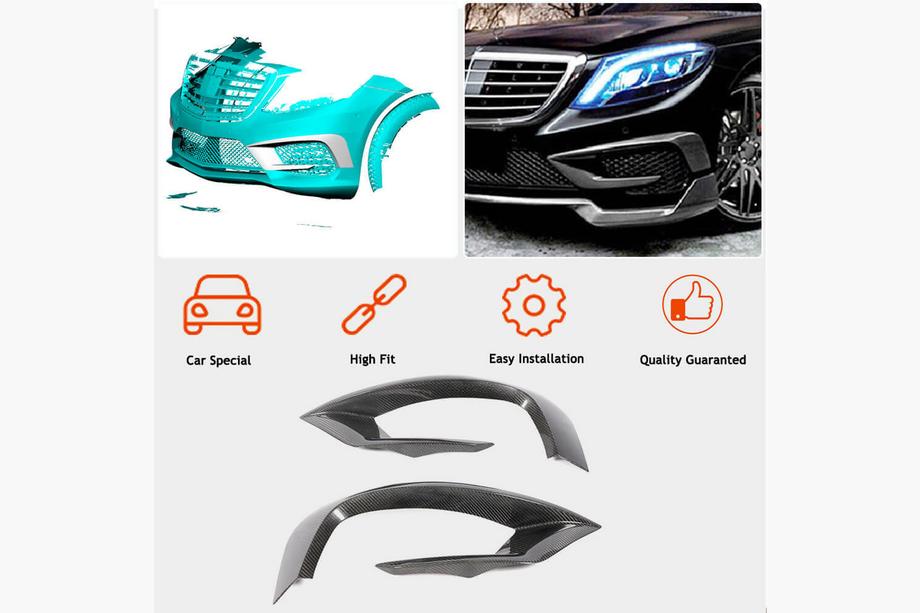 Mercedes S-class W222 2013-2022 гг. Накладки на передний бампер V1 для S63 AMG 2014-2017 Карбон Фото 2