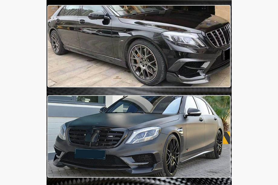 Mercedes S-class W222 2013-2022 гг. Накладки на передний бампер V1 для S63 AMG 2014-2017 Карбон Фото 4