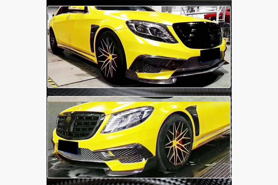 Mercedes S-class W222 2013-2022 гг. Накладки на передний бампер V1 для S63 AMG 2014-2017 Карбон Фото 5