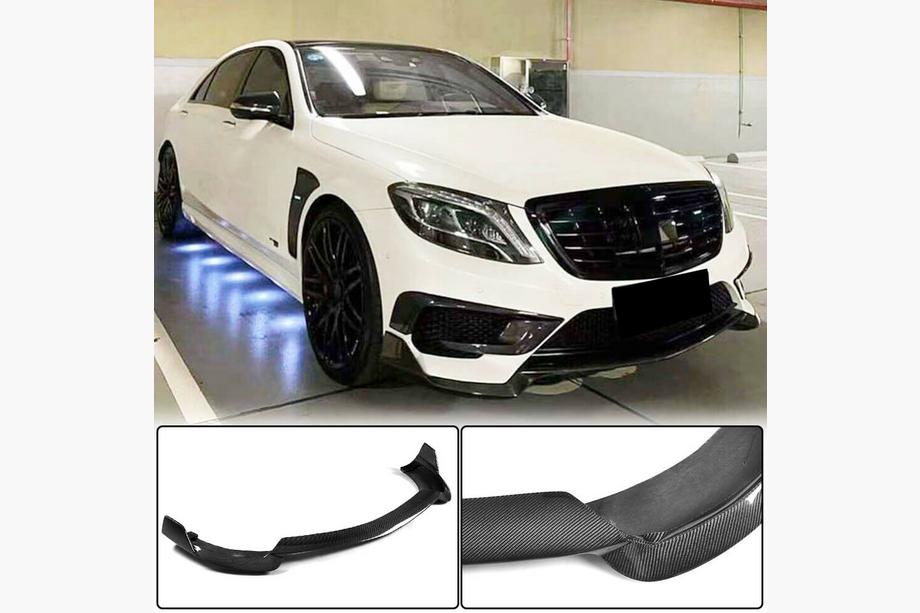 Mercedes S-сlass W222 2013-2022 гг. Накладка на передний бампер Lip (для S63 AMG 2014-2017, Карбон) Image