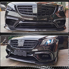 Mercedes S-сlass W222 2013-2022 гг. Накладка на передний бампер Lip (для S63/S65 AMG 2018-2022, Карбон) фото 4