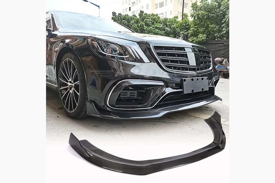 Mercedes S-сlass W222 2013-2022 гг. Накладка на передний бампер Lip (для S63/S65 AMG 2018-2022, Карбон) Image