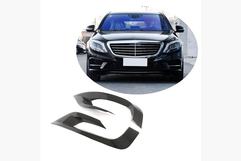 Mercedes S-сlass W222 2013-2022 гг. Карбоновые Накладки на Передний Бампер (для AMG-Line 2014-2017) Image