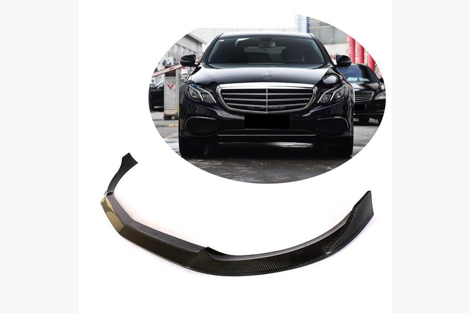 Mercedes E-class W213 2016-2023 гг. Накладка на передний бампер Lip (для Base 2016-2019, Карбон) Фото 1