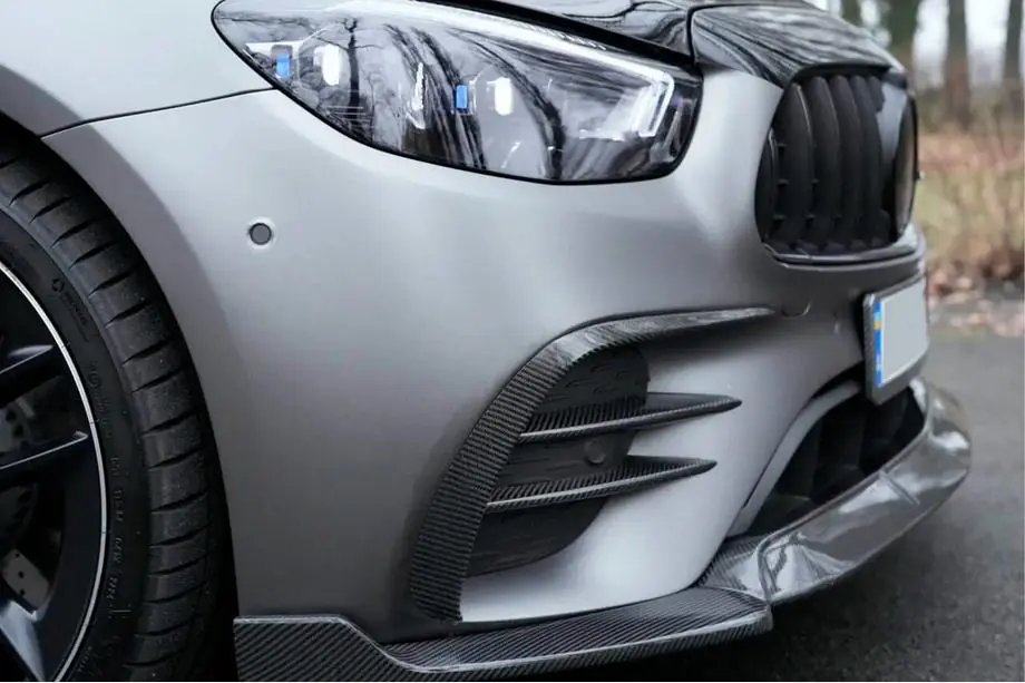 Mercedes E-class W213 2016-2023 гг. Накладка на передний бампер Lip (для AMG-Line 2020-2023, Карбон) Фото 10