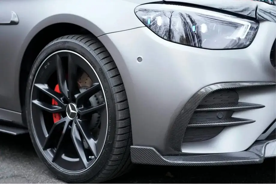 Mercedes E-class W213 2016-2023 гг. Накладка на передний бампер Lip (для AMG-Line 2020-2023, Карбон) Фото 11