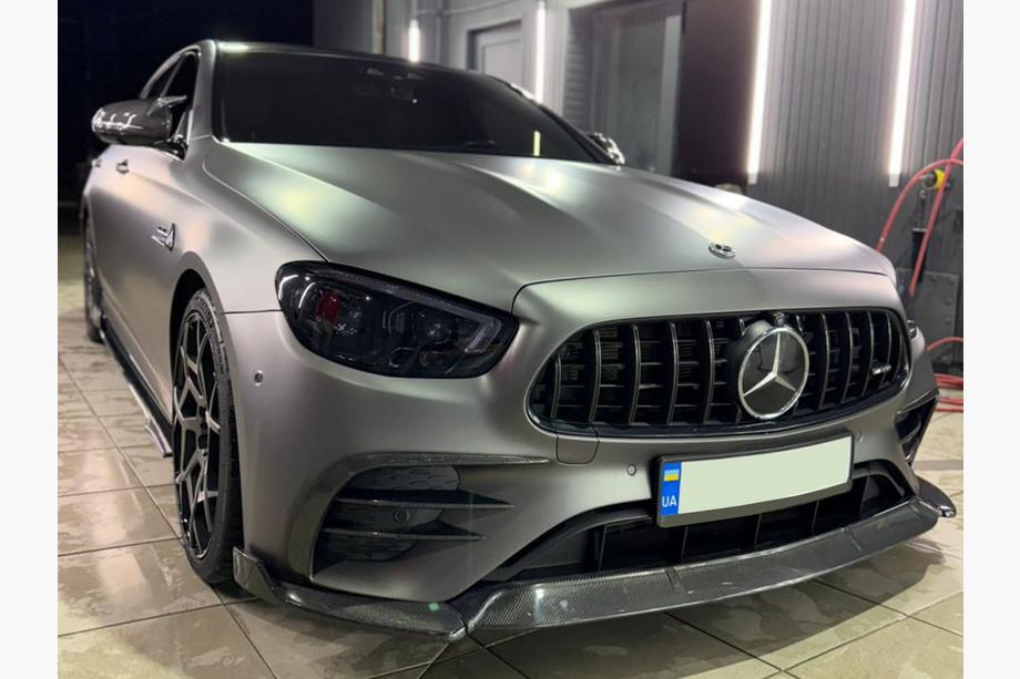 Накладки на передний бампер (для AMG-Line 2020+, Сухой карбон) Image