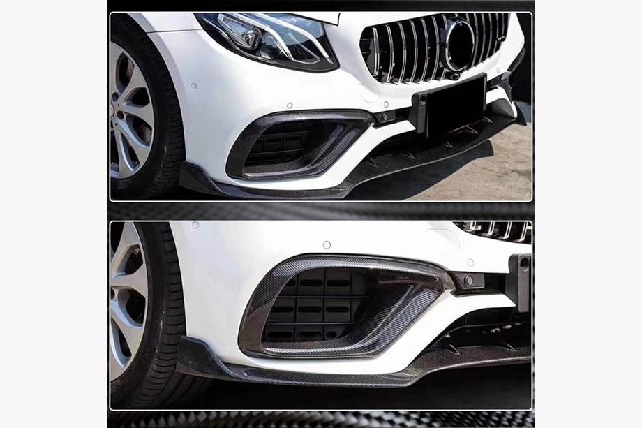Mercedes E-class W213 2016-2023 гг. Карбоновые накладки на передний бампер для E63 AMG 2016-2019 Фото 3