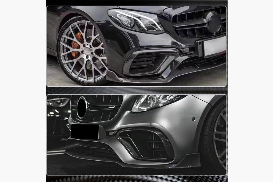Mercedes E-class W213 2016-2023 гг. Карбоновые накладки на передний бампер для E63 AMG 2016-2019 Фото 4
