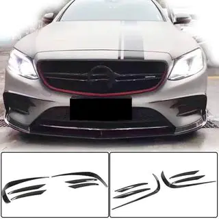 Накладки на передний бампер V1 (для E43 AMG 2016-2019, Карбон) фото 1