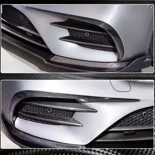 Накладки на передний бампер V1 (для E43 AMG 2016-2019, Карбон) фото 4