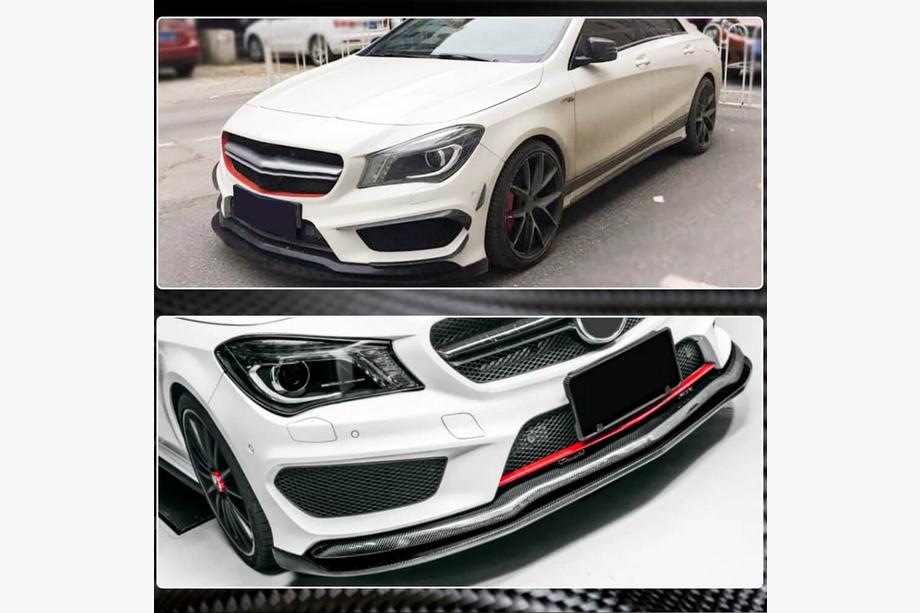 Mercedes CLA C117 2013-2019 гг. Накладка на передний бампер Lip (для CLA45 AMG SD 2013-2015, Карбон) Фото 3