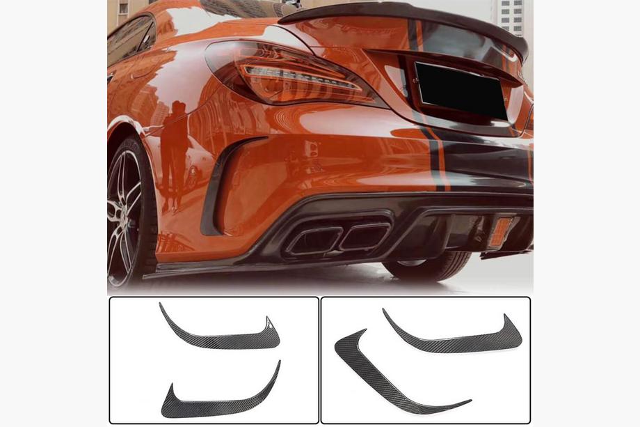 Mercedes CLA C117 2013-2019 гг. Накладки на задний бампер V1 (для AMG-Line / CLA45 AMG SD, Карбон) Image