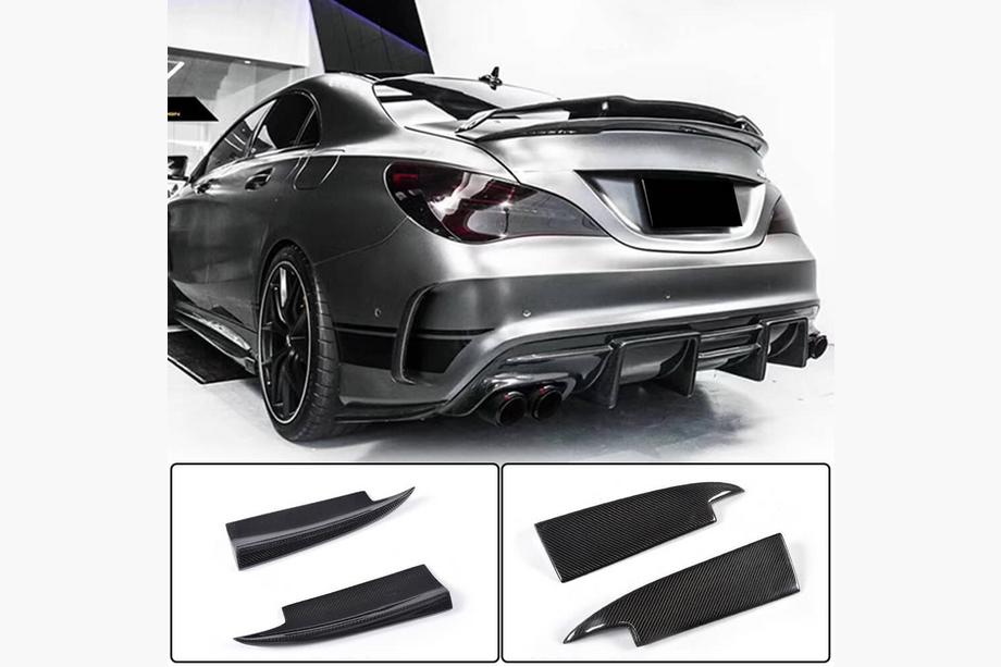 Mercedes CLA C117 2013-2019 гг. Накладки на задний бампер V3 (для AMG-Line / CLA45 AMG SD, Карбон) Image