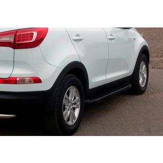 Боковые Подножки Allmond Black (2 шт., алюминий) Kia Sportage 2010-2015 гг. фото 1