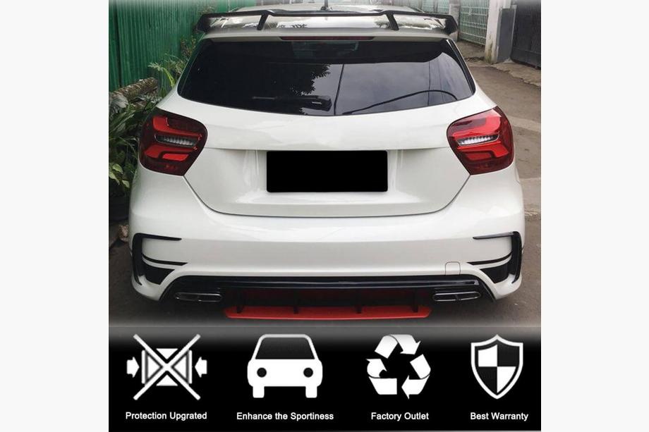 Mercedes A-class W176 2012-2018 гг. Накладка на задний бампер (для AMG-Line HB, Карбон) Фото 2