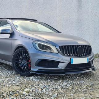 Накладка на передний бампер Lip (для A45 AMG, ABS) Mercedes A-сlass W176 2012-2018 гг. фото 3