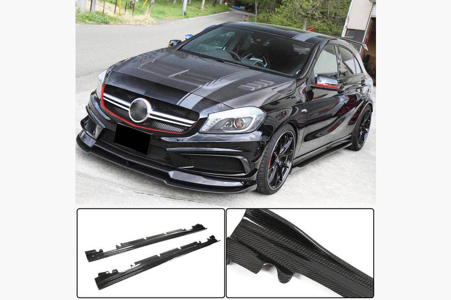 Mercedes A-сlass W176 2012-2018 гг. Боковые Пороги V4 (Карбон) Image
