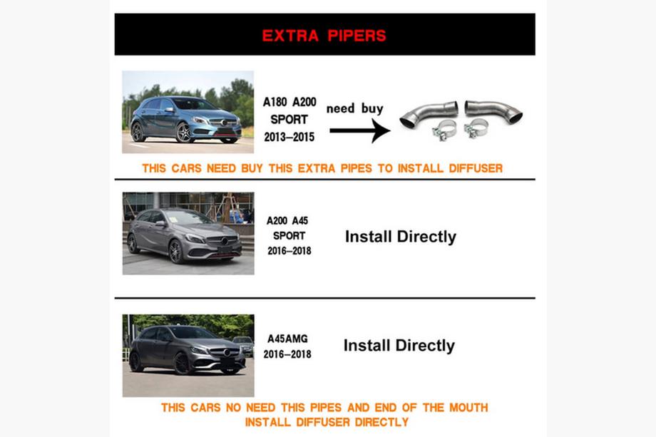 Mercedes A-class W176 2012-2018 гг. Диффузор заднего бампера V1 для AMG-Line / A45 AMG HB Фото 6