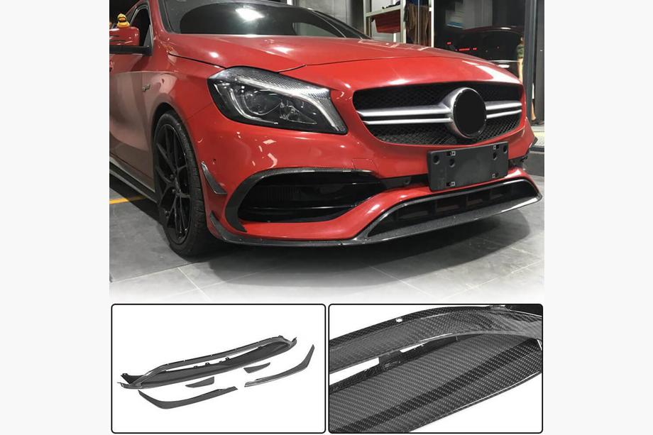Накладка на передний бампер Lip (для AMG-Line / A45 AMG HB 2016-2018, Карбон) Image