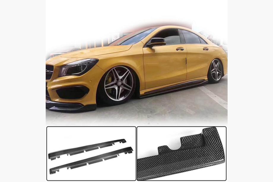Mercedes A-class W176 2012-2018 гг. Боковые Пороги V2 (Карбон) Фото 2
