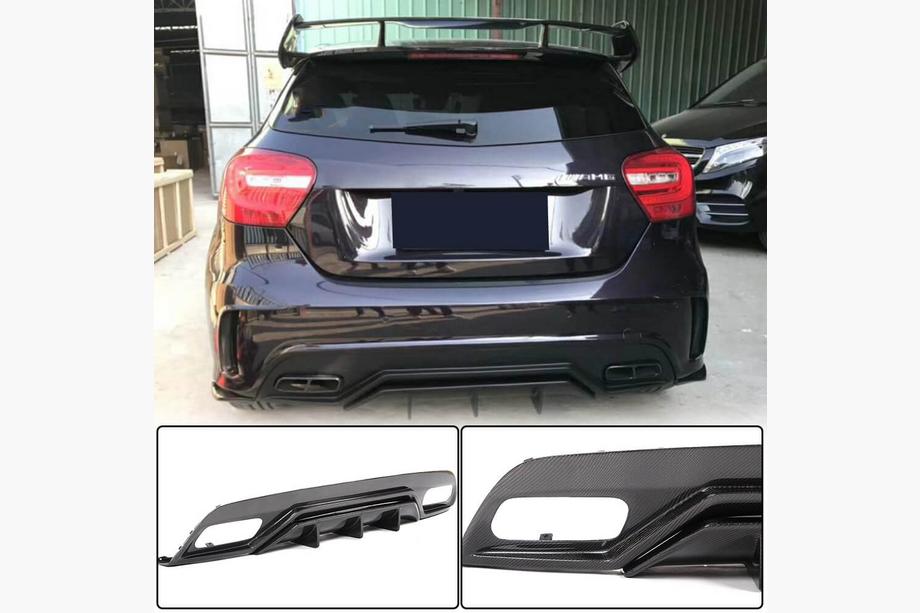 Mercedes A-сlass W176 2012-2018 гг. Диффузор заднего бампера V2 (для AMG-Line / A45 AMG HB) Image