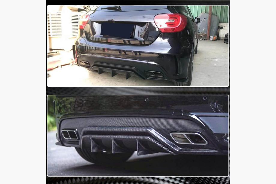 Mercedes A-class W176 2012-2018 гг. Диффузор заднего бампера V2 (для AMG-Line / A45 AMG HB) Фото 3