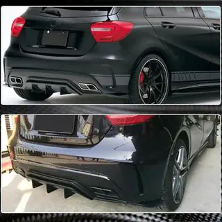 Накладки Flap на задний бампер (для AMG-Line / A45 AMG HB, Карбон) фото 3