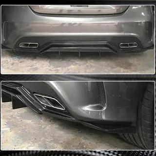 Накладки Flap на задний бампер (для AMG-Line / A45 AMG HB, Карбон) фото 4