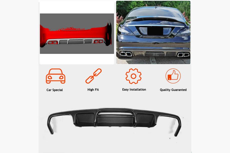 Mercedes CLS C218 2011-2018 гг. Диффузор заднего бампера (для Base/CLS63 AMG 2015-2018, Карбон) Фото 5