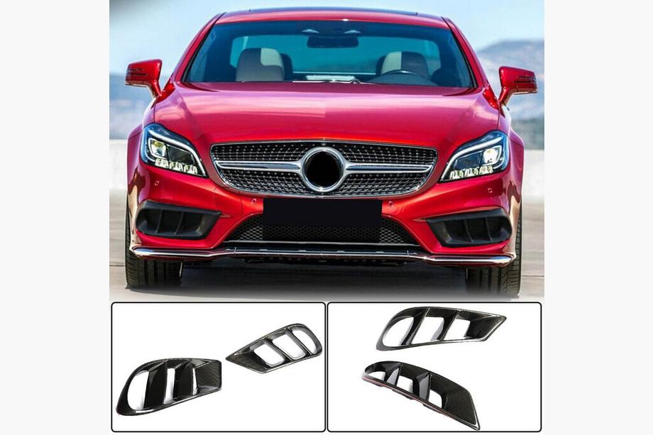 Mercedes CLS C218 2011-2018 гг. Карбоновые Накладки на Передний Бампер (для AMG-Line SD 2015-2018) Фото 1