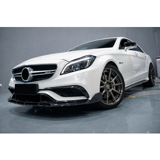 Накладка на передний бампер Lip V2 (для CLS63 AMG SD 2015-2018, Карбон) фото 1