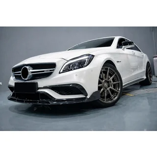 Накладка на передний бампер Lip V2 (для CLS63 AMG SD 2015-2018, Карбон) фото 1