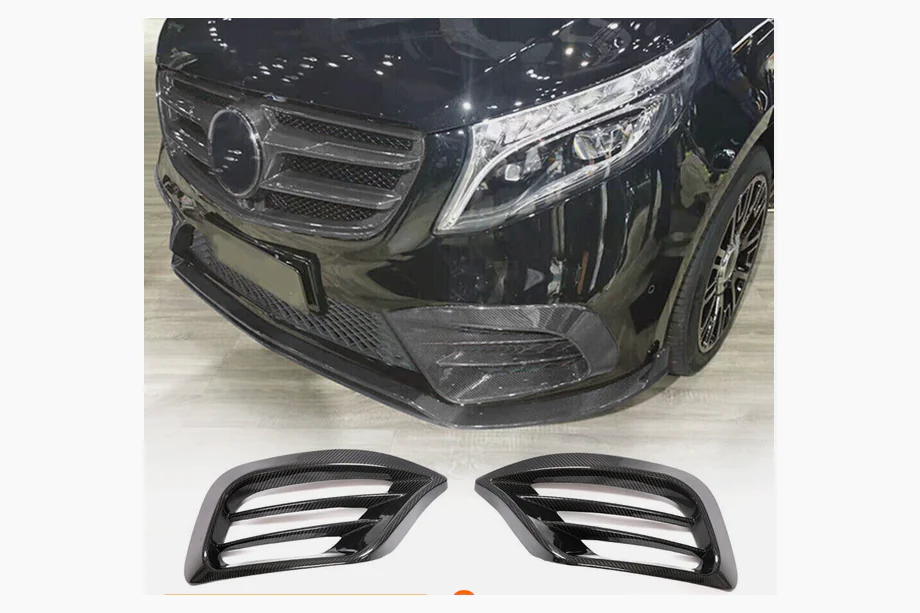 Mercedes Vito/V-class W447 2014- гг. Накладки на Противотуманные Фары V1 (2020+, Сухой Карбон) Фото 1