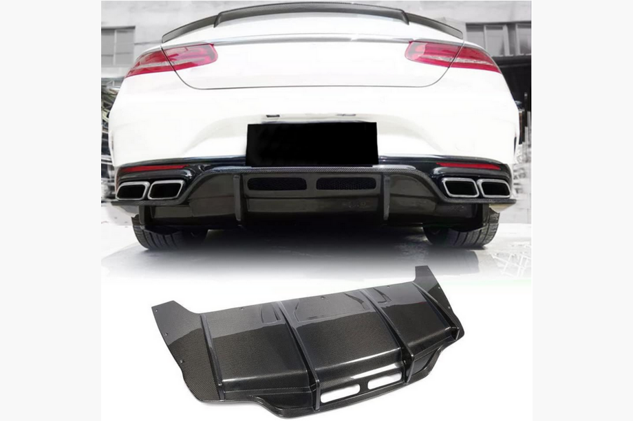 Mercedes S-class C217 Coupe 2014-2020 гг. Диффузор заднего бампера для AMG-Line 2015-2018, Карбон Image