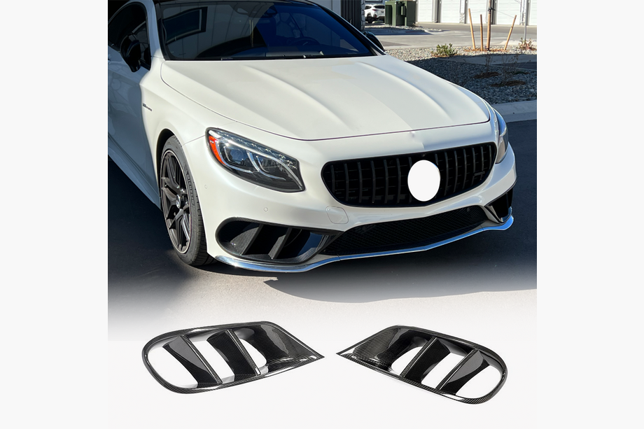 Mercedes S-class C217 Coupe 2014-2020 гг. Вставки в передний бампер (для AMG-Line 2015-2018, сухой карбон) Image