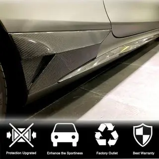 Боковые накладки на пороги (для AMG-Line 2015-2018, Карбон) фото 2