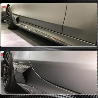Боковые накладки на пороги (для AMG-Line 2015-2018, Карбон) фото 4