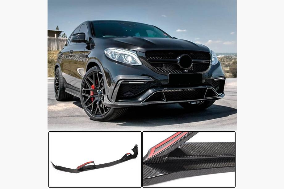 Mercedes GLE coupe C292 2015-2019 гг. Накладки на передний бампер Lip (для GLE63 AMG, Пластик) Image