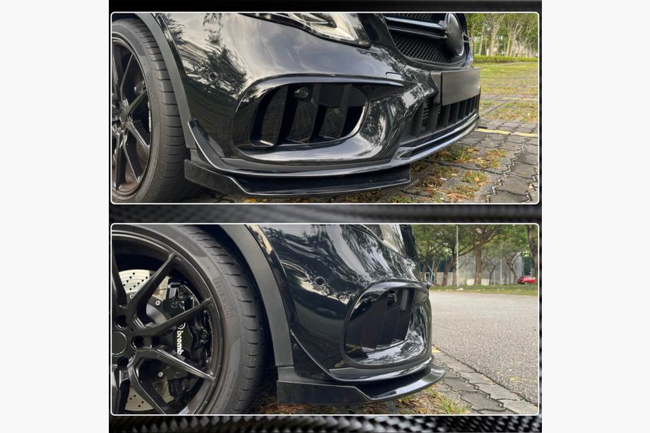 Mercedes GLA X156 2014-2019 гг. Карбоновые флапсы на передний бампер (для GLA45 AMG 2017-2020) Фото 3