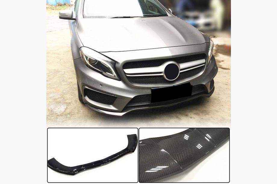 Mercedes GLA X156 Накладка на передний бампер Lip (для GLA45 AMG 2013-2016, Карбон) Image
