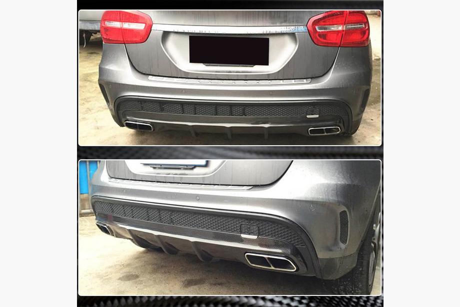 Mercedes GLA X156 2014-2019 гг. Диффузор заднего бампера для GLA45 AMG, Карбон Фото 4
