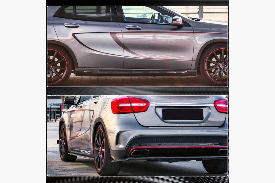 Mercedes GLA X156 2014-2019 гг. Боковые пороги (для GLA45 AMG 2013-2016, Карбон) Фото 4