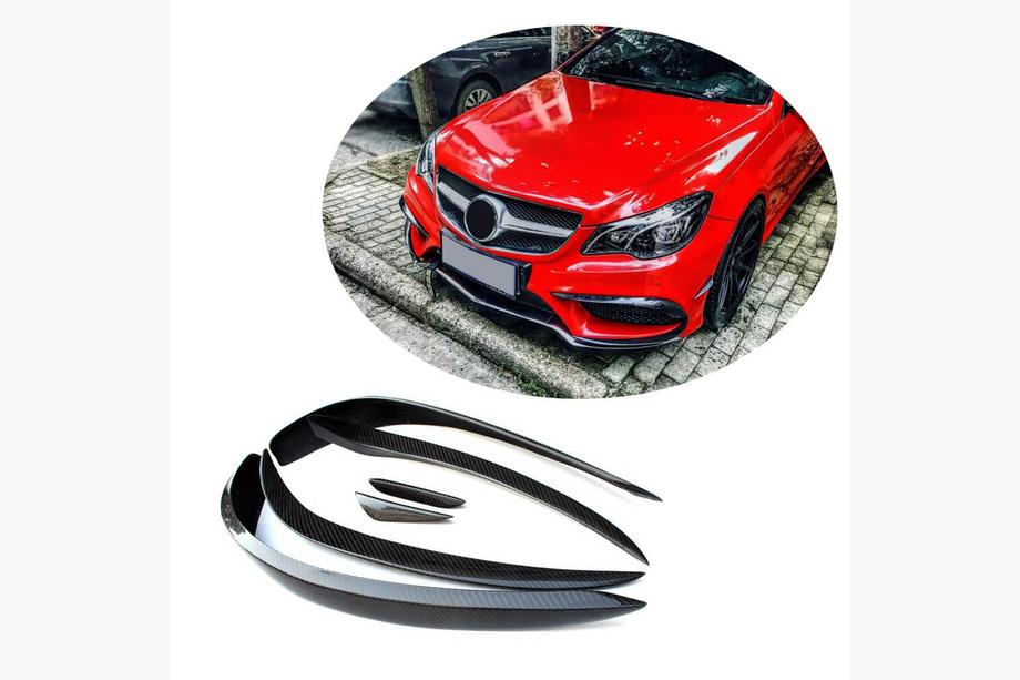 Mercedes E-class coupe C207 2010-2017 гг. Накладки на Передний Бампер (для AMG-Line 2014-2016, Карбон) Фото 1