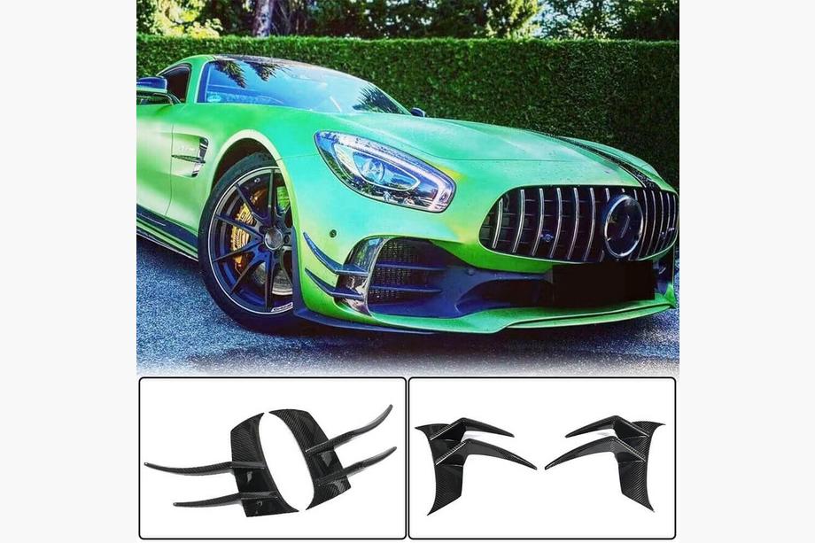 Mercedes AMG GT C190/R190 2014-2022 гг. Накладки на передний бампер V2 (для GT R 2016-2019, Сухой карбон) Image