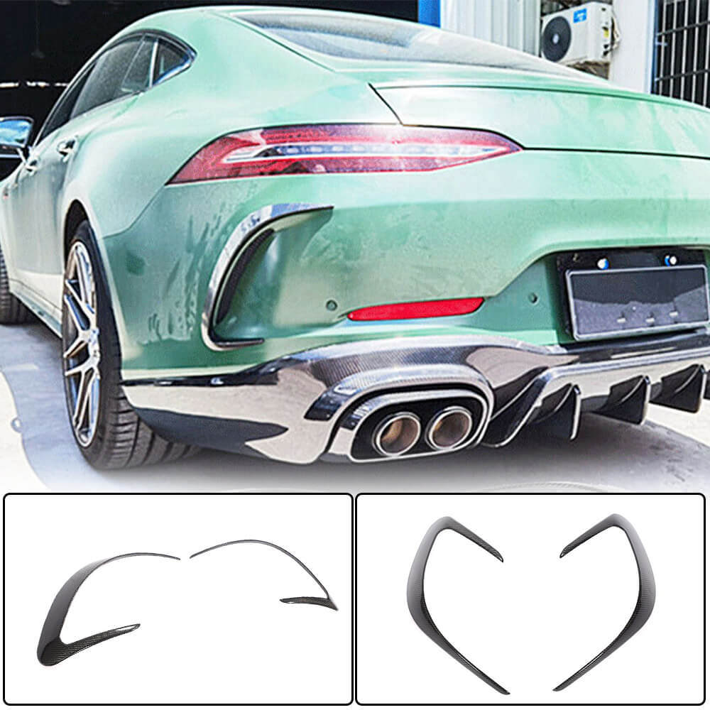 Накладки на задній бампер V2 (для GT63 2018-2022, Карбон) для Mercedes AMG GT 4 X290 2018- рр