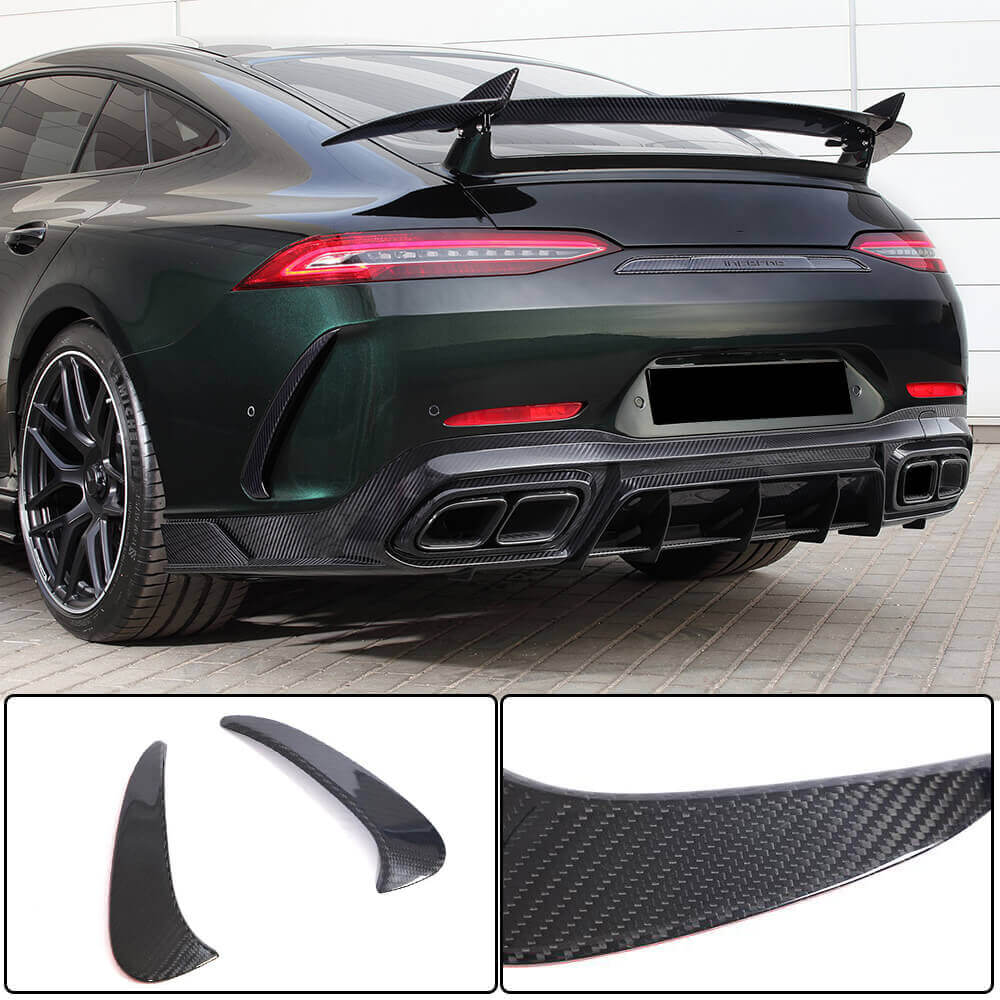 Накладки на задній бампер V1 (для GT63 2018-2022, Карбон) для Mercedes AMG GT 4 X290 2018- рр