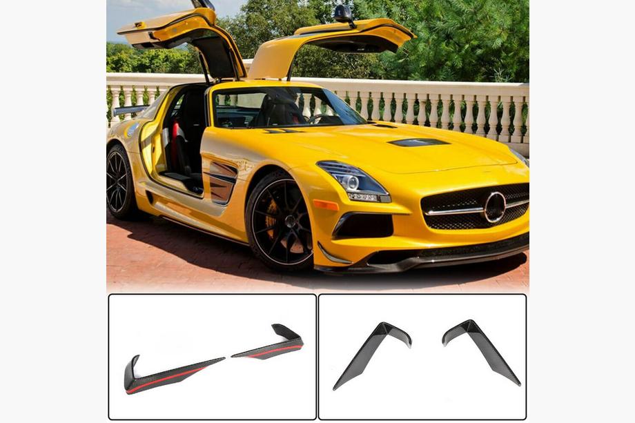 Mercedes SLS C197 2010-2014 гг. Флапсы на передний бампер V2 (Карбон) Фото 1