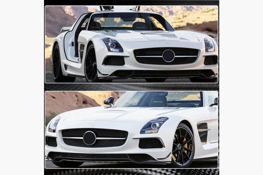 Mercedes SLS C197 2010-2014 гг. Флапсы на передний бампер V2 (Карбон) Фото 5