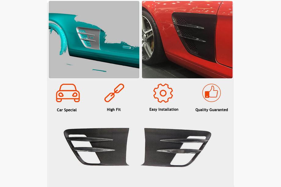 Mercedes SLS C197 2010-2014 гг. Накладки на передние крылья (Dry Carbon) Фото 2